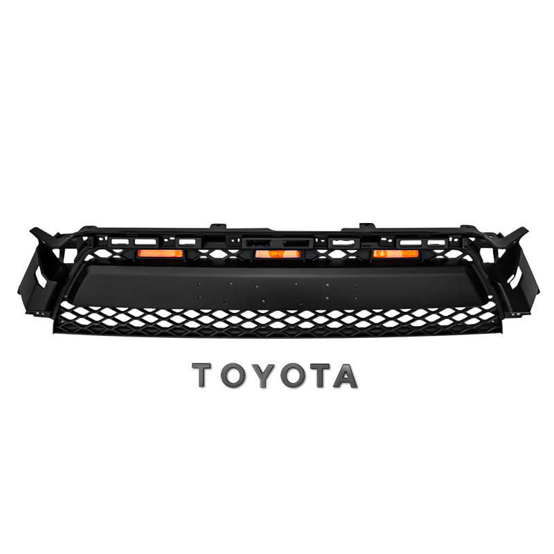 Quaxpire ABS Black Front Grill & LED Raptor Lights Combo for Toyota 4Runner (2010-2013)