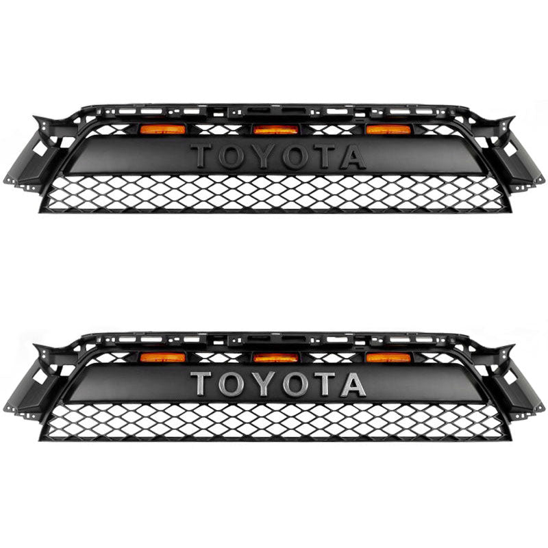 Quaxpire ABS Black Front Grill & LED Raptor Lights Combo for Toyota 4Runner (2010-2013)