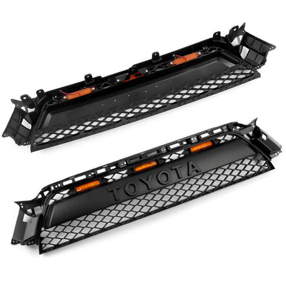 Quaxpire ABS Black Front Grill & LED Raptor Lights Combo for Toyota 4Runner (2010-2013)