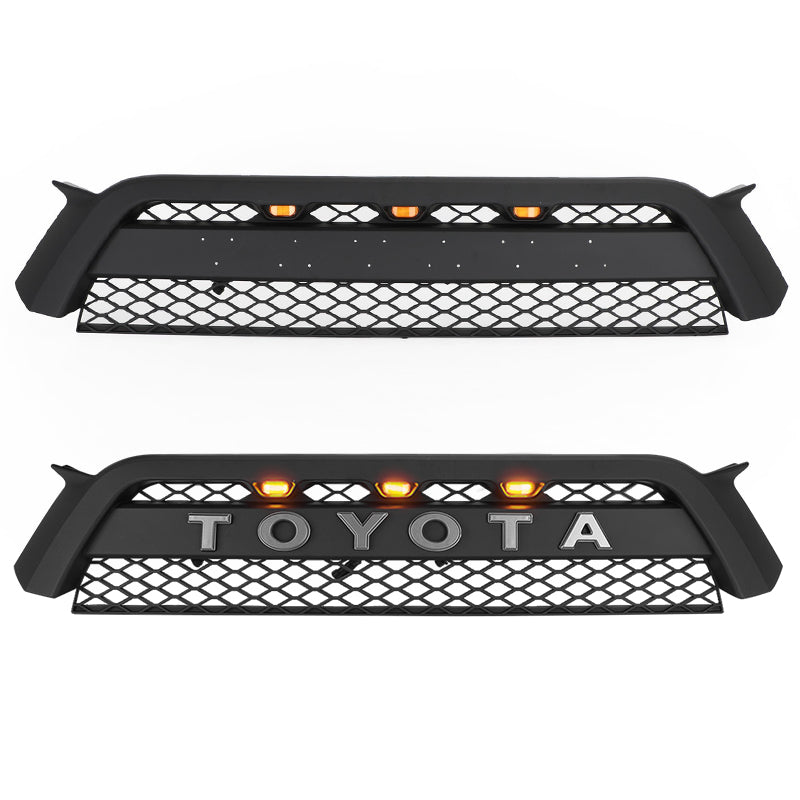 Quaxpire Front Grill & LED Raptor Lights Combo for Toyota 4Runner (2010-2013)