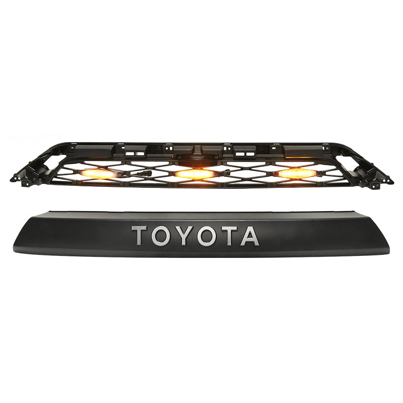 Quaxpire Matte Black Front Grill & LED Raptor Lights Combo for Toyota 4Runner (2014-2024)