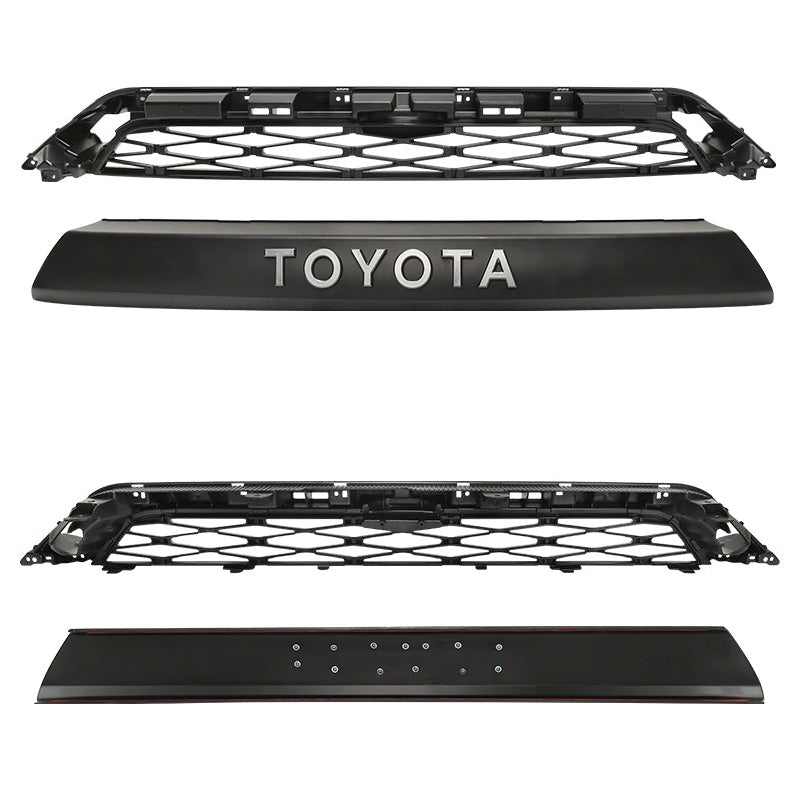 Quaxpire Matte Black Front Grill & LED Raptor Lights Combo for Toyota 4Runner (2014-2024)